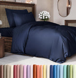 SISXSO Duvet Cover Queen Size Set - Extra Soft Queen Size Duvet Cover 90 x 90 with 2 Pillow Shams - Hotel Luxury Easy Care and Fade Free w/Zipper Closures & Ties - Comfy Breathable Bedding Set (Navy Blue)