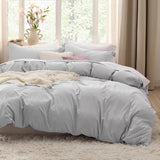 SISXSO Duvet Cover King Size - 3 Pieces Prewashed Cotton-Like Extra Soft Bedding Set, Includes 1 Duvet Cover 104x90 Inches with Zipper Closure & 2 Pillow Shams, Linen, Comforter Not Included