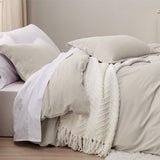 SISXSO Duvet Cover King Size - 3 Pieces Prewashed Cotton-Like Extra Soft Bedding Set, Includes 1 Duvet Cover 104x90 Inches with Zipper Closure & 2 Pillow Shams, Linen, Comforter Not Included