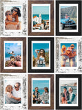 SISXSO 8x10 Picture Frames Set of 9, Shatter Resistant Plexiglass, Display 5x7 Pictures with Mat or 8x10 without Mat, Photo Frames for Wall or Tabletop, Engineered Wood, Black