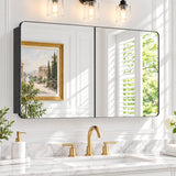 SISXSO GoTiling16x24 Black Medicine Cabinet with Mirror, Recessed & Surface Mount