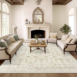 SISXSO 6x9 Area Rug for Living Room Washable 6x9 Rug Non-Slip Modern Rugs for Bedroom Dinning Room Ultra-Thin Indoor Beige Rug