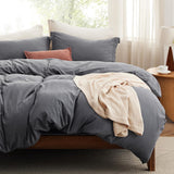 SISXSO Duvet Cover King Size - 3 Pieces Prewashed Cotton-Like Extra Soft Bedding Set, Includes 1 Duvet Cover 104x90 Inches with Zipper Closure & 2 Pillow Shams, Linen, Comforter Not Included