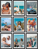 SISXSO 8x10 Picture Frames Set of 9, Shatter Resistant Plexiglass, Display 5x7 Pictures with Mat or 8x10 without Mat, Photo Frames for Wall or Tabletop, Engineered Wood, Black