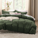 SISXSO Duvet Cover King Size - 3 Pieces Prewashed Cotton-Like Extra Soft Bedding Set, Includes 1 Duvet Cover 104x90 Inches with Zipper Closure & 2 Pillow Shams, Linen, Comforter Not Included