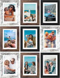 SISXSO 8x10 Picture Frames Set of 9, Shatter Resistant Plexiglass, Display 5x7 Pictures with Mat or 8x10 without Mat, Photo Frames for Wall or Tabletop, Engineered Wood, Black