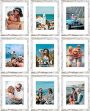 SISXSO 8x10 Picture Frames Set of 9, Shatter Resistant Plexiglass, Display 5x7 Pictures with Mat or 8x10 without Mat, Photo Frames for Wall or Tabletop, Engineered Wood, Black