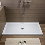 SISXSO HOROW 60" x 32" Shower Base, Center Drain Shower Pan, Low Profile Acrylic Base with Reinforced Fiberglass, Non-Slip Surface, Stainless Steel Drain Cover, Leak-Resistant for Bathroom