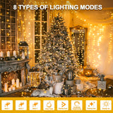 SISXSO 210 LEDs Warm White LED String Lights – 70FT Transparent Wire, Waterproof & Connectable Christmas Tree Lights for Indoor Outdoor Holiday Décor