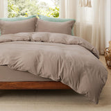 SISXSO Duvet Cover King Size - 3 Pieces Prewashed Cotton-Like Extra Soft Bedding Set, Includes 1 Duvet Cover 104x90 Inches with Zipper Closure & 2 Pillow Shams, Linen, Comforter Not Included