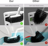 SISXSO Toilet Bowl Brush Holder Set: Bathroom Deep Cleaning Toilet Cleaner Scrubber Under Rim with Curved Bristle for Dead Corner Clean - Hidden Modern Rv Toilet Decorative Accessories with - White
