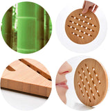 Bamboo Trivet Kitchen Bamboo Hot Pads Trivet Natural Bamboo Trivet Mat Set para pratos quentes/panela/tigela/bule/suportes para panelas quentes 2 quadrados 2 redondos 1 prateleira de armazenamento 
