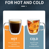SISXSO Double Wall Glass Coffee Mugs - 12.5 oz Insulated Clear Coffee Mugs Set of 2, for Espresso, Cappuccino, Latte, Americano, Tea Bag, Beverage (413.101)