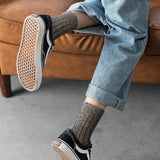 Pacote de 5 meias femininas de inverno, quentes, grossas, de malha, macias, vintage, casuais, meias de cano alto, presentes 