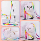SISXSO 2 PCS Interactive Cat Rainbow Wand Toys, Interactive Cat Teaser Wand String, Colorful Ribbon Charmer for Cats and Kittens