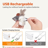SISXSO Cat Toys Rechargeable Flapping Bird Sparrow, Lifelike Chirp Tweet, Touch Activated Kitten Toy Interactive Cat Exercise Toys for All Breeds Cat Kicker Cat Toys 4.0 Inches
