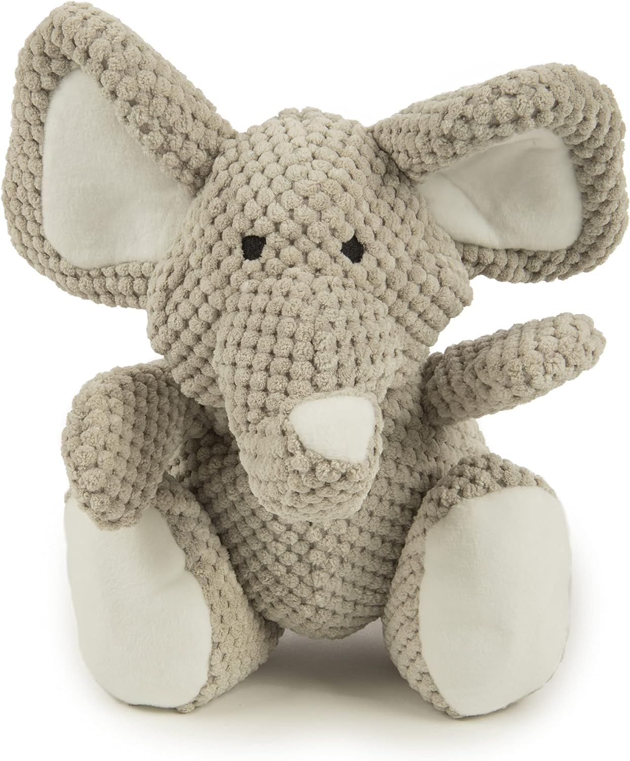 SISXSO Checkers Elephant Squeaky Plush Dog Toy, Chew Guard Technology - Gray, Large
