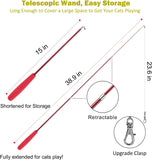 SISXSO Cat Toys , Interactive Cat Toy 2PCS Retractable Wand Toy and 9PCS Feather Toys Refills, Funny Kitten Toys Cat Fishing Pole Toy for Bored Indoor Cats Chase and Exercise