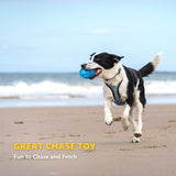 SISXSO Squeaky Dog Toys for Aggressive Chewers: Rubber Puppy Chew Ball with Squeaker, Almost Indestructible and Durable Pet Toy for Medium and Large Breed