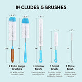 SISXSO Bottle Brush Cleaner Pack - Set of 5 Bottle Brushes for Cleaning  Bottles, Water Bottles, Tumblers, Wine Decanters, Flask, Bong, Vase Cleaner - One Straw Cleaner Brush