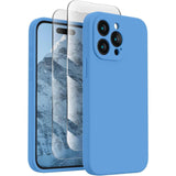 Capa de telefone macia para 15 Pro, capa de telefone de silicone atualizada [proteção de câmera] com [2 protetores de tela], forro de microfibra macio anti-riscos por dentro 