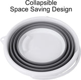 Balde dobrável para interior e exterior com alça, 10 litros, 2,6 galões, cinza e branco 