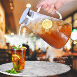 Jarra de vidro de 2 litros e 68 onças com tampa, jarra de água quente e fria com alça, para bebidas caseiras, sucos, chá gelado e leite transparente 