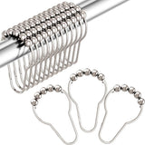 SISXSO Shower Curtain Hooks, Decorative Rust Proof Stainless Steel Shower Curtain Hooks for Bathroom Shower Rods Set of 12, Polished Nickel