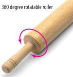 SISXSO Classic Wood Rolling Pin, 17.75-Inch, Natural