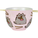 Conjunto de tigelas de ramen e pauzinhos, 4", rosa, 18 onças fluidas 