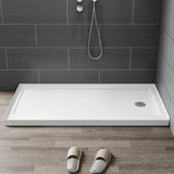 SISXSO HOROW 60" x 32" Shower Base, Center Drain Shower Pan, Low Profile Acrylic Base with Reinforced Fiberglass, Non-Slip Surface, Stainless Steel Drain Cover, Leak-Resistant for Bathroom