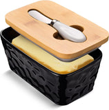 Grande Manteigueira com Tampa para Recipiente de Manteiga de Porcelana de Bancada, Manteigueiras com Vedação Dupla de Silicone com Tampas para Manteiga da Costa Oeste ou Leste 