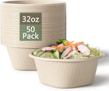 Tigelas de papel fundas de 32 onças, tigelas de sopa descartáveis, tigelas compostáveis ​​resistentes e descartáveis, tigelas biodegradáveis ​​de bagaço de cana-de-açúcar ecológicas para sopa, salada, sobremesa, sorvete [pacote com 50] 