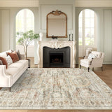SISXSO 6x9 Area Rug for Living Room Washable 6x9 Rug Non-Slip Modern Rugs for Bedroom Dinning Room Ultra-Thin Indoor Beige Rug