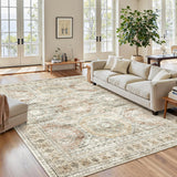 SISXSO 6x9 Area Rug for Living Room Washable 6x9 Rug Non-Slip Modern Rugs for Bedroom Dinning Room Ultra-Thin Indoor Beige Rug