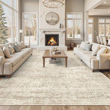 SISXSO 6x9 Area Rug for Living Room Washable 6x9 Rug Non-Slip Modern Rugs for Bedroom Dinning Room Ultra-Thin Indoor Beige Rug