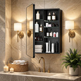 SISXSO GoTiling16x24 Black Medicine Cabinet with Mirror, Recessed & Surface Mount