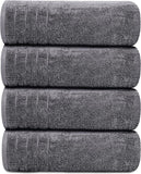 SISXSO Tens Towels Pack of 4 Extra Large Bath Towels 30 x 60 Inches, 100% Cotton, Larger & Lighter Weight, Quicker to Dry, Super Soft and Absorbent, Perfect for Bathroom, Dark Grey