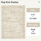SISXSO 6x9 Area Rug for Living Room Washable 6x9 Rug Non-Slip Modern Rugs for Bedroom Dinning Room Ultra-Thin Indoor Beige Rug