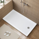 SISXSO HOROW 60" x 32" Shower Base, Center Drain Shower Pan, Low Profile Acrylic Base with Reinforced Fiberglass, Non-Slip Surface, Stainless Steel Drain Cover, Leak-Resistant for Bathroom