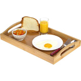 SISXSO Serving tray bamboo - wooden tray with handles - Great for dinner trays, tea tray, bar tray, breakfast Tray, or any food tray - good for parties or bed tray