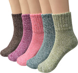 5 pares de meias para mulheres presentes inverno quente grosso malha cabine aconchegante tripulação meias 