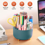 SISXSO Desk Pencil Pen Holder, 5 Slots 360°Degree Rotating Pen Organizers for Desk, Desktop Storage Stationery Supplies Organizer, Cute Pencil Cup Pot for Office, School, Home, Art Supply, Dark Green