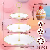 Suporte para cupcake - Torre de sobremesa para cupcake de 3 camadas, bandeja de plástico para servir em camadas e haste de metal para festa de aniversário, chá de bebê e muito mais (branco) 