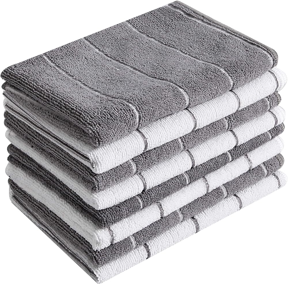 SISXSO 8 Pack 26 x 18 Inch Microfiber Kitchen Towels - Super Absorbent, Soft and Solid Color Dish Towels