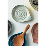 Descanso de colher, grande suporte de colher de cerâmica para fogão, descanso de colher de cozinha resistente ao calor para decoração de balcão de cozinha, 5 polegadas (cinza) 