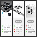 Pacote com 3x2 protetores de lente de câmera para 14 Pro Max para 14 Pro, capa protetora de tela de vidro temperado 9H, anel individual de metal de fácil instalação 