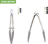 Mini pinças com pontas de silicone, pinças pequenas para servir de 7 polegadas, conjunto de 3 (preto, branco, cinza) 