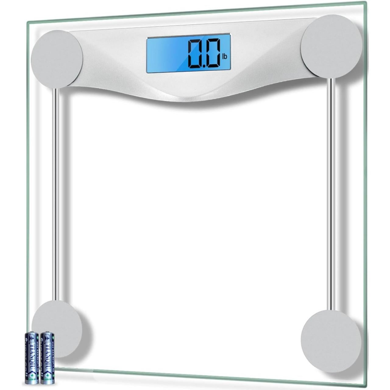 SISXSO Bathroom Scale for Body Weight, Digital Weighing Machine for People, Accurate & Large LCD Backlight Display, 6mm Tempered Glass, 400 lbs