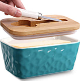Grande Manteigueira com Tampa para Recipiente de Manteiga de Porcelana de Bancada, Manteigueiras com Vedação Dupla de Silicone com Tampas para Manteiga da Costa Oeste ou Leste 